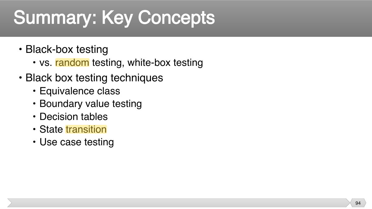 Slide 94: • Black-box testing
