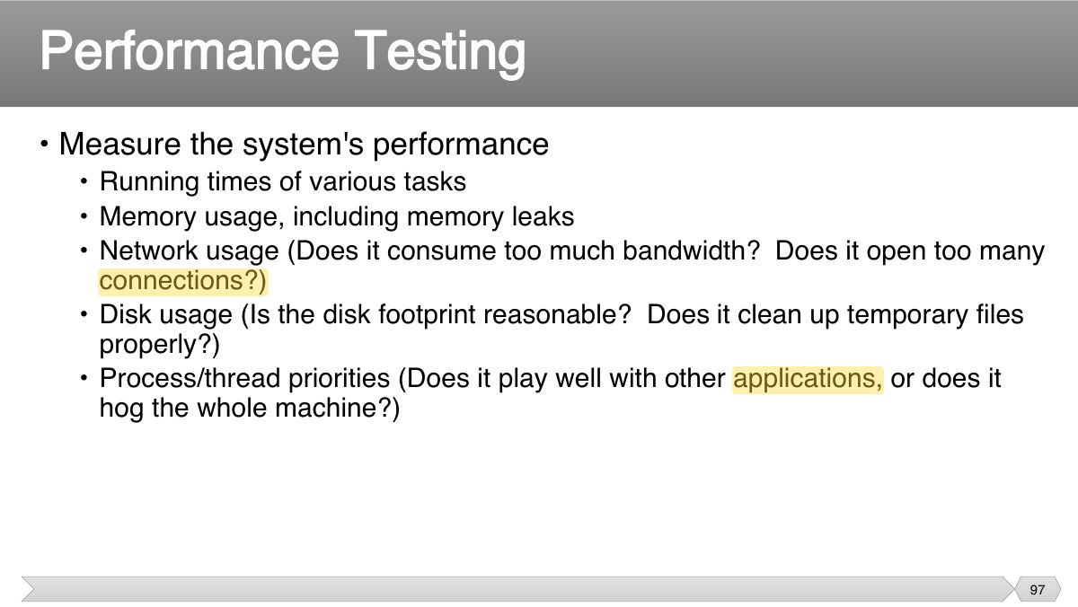 Slide 97: • Measure the system's performance