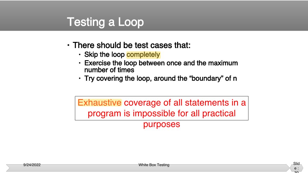 Slide 30: • There should be test cases that: