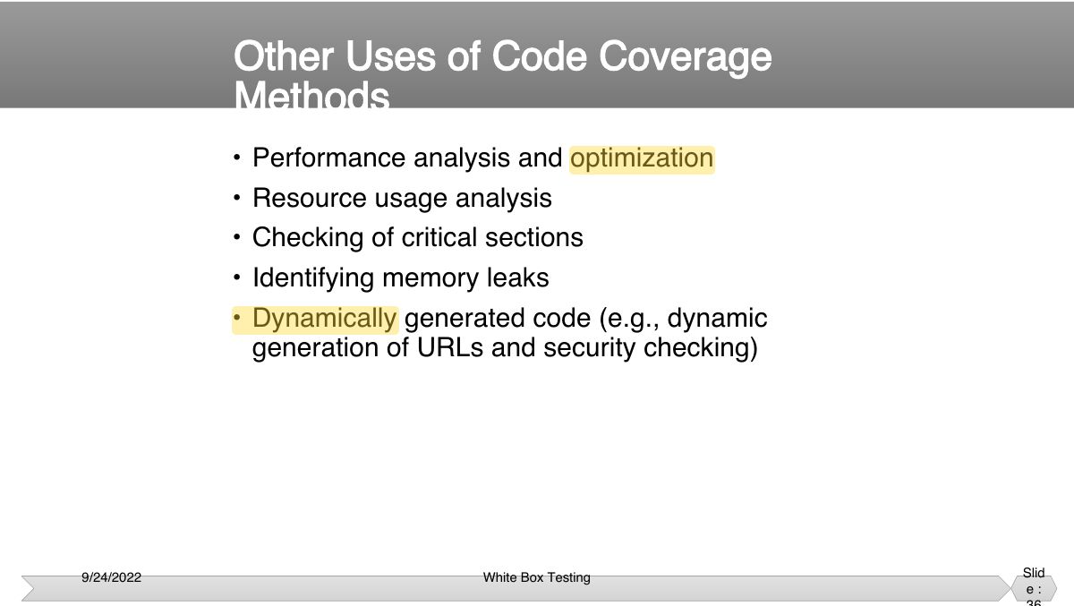 Slide 36: • Performance analysis and optimization • Resource usage analysis