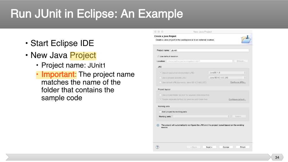 Slide 34: • Start Eclipse IDE