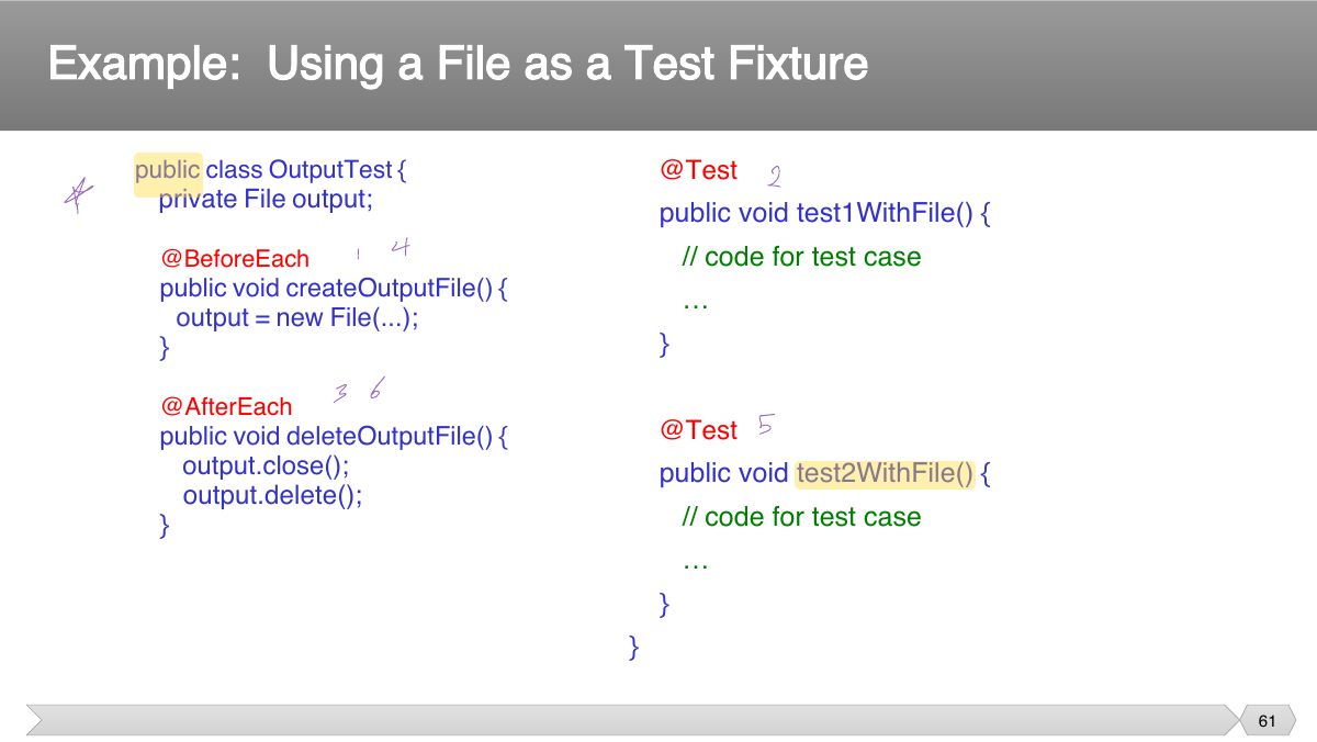 Slide 61: public class OutputTest {