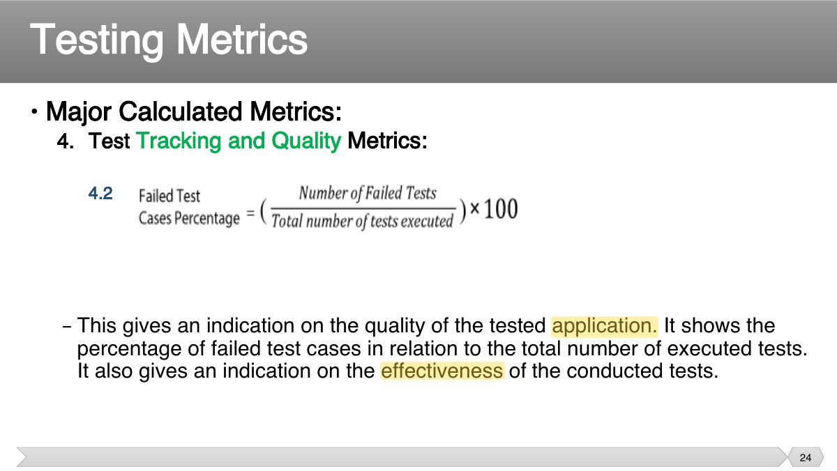 Slide 24: • Major Calculated Metrics: