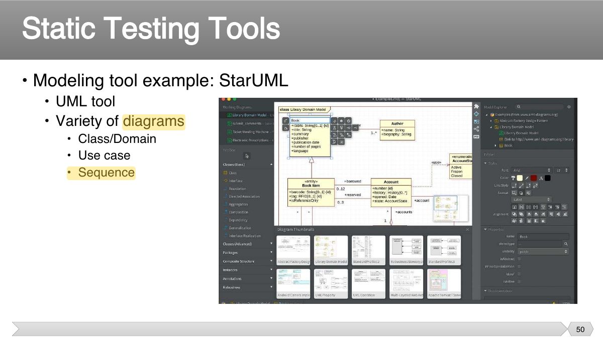 Slide 50: • Modeling tool example: StarUML