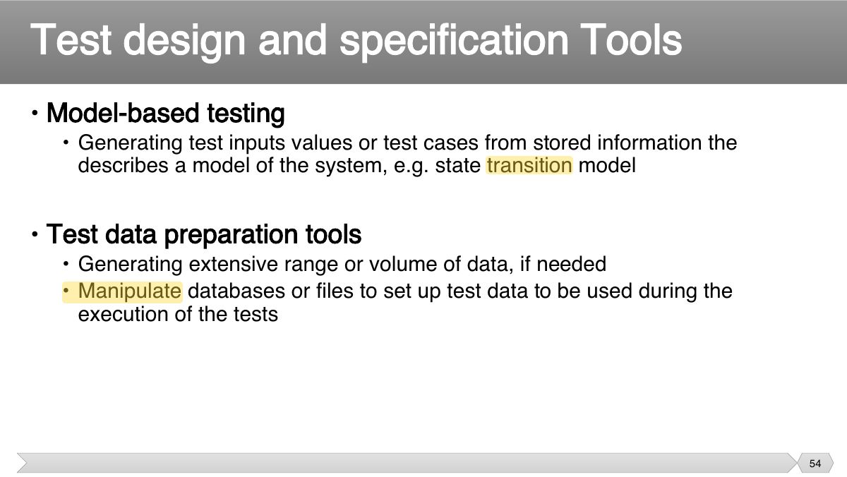 Slide 54: • Model-based testing