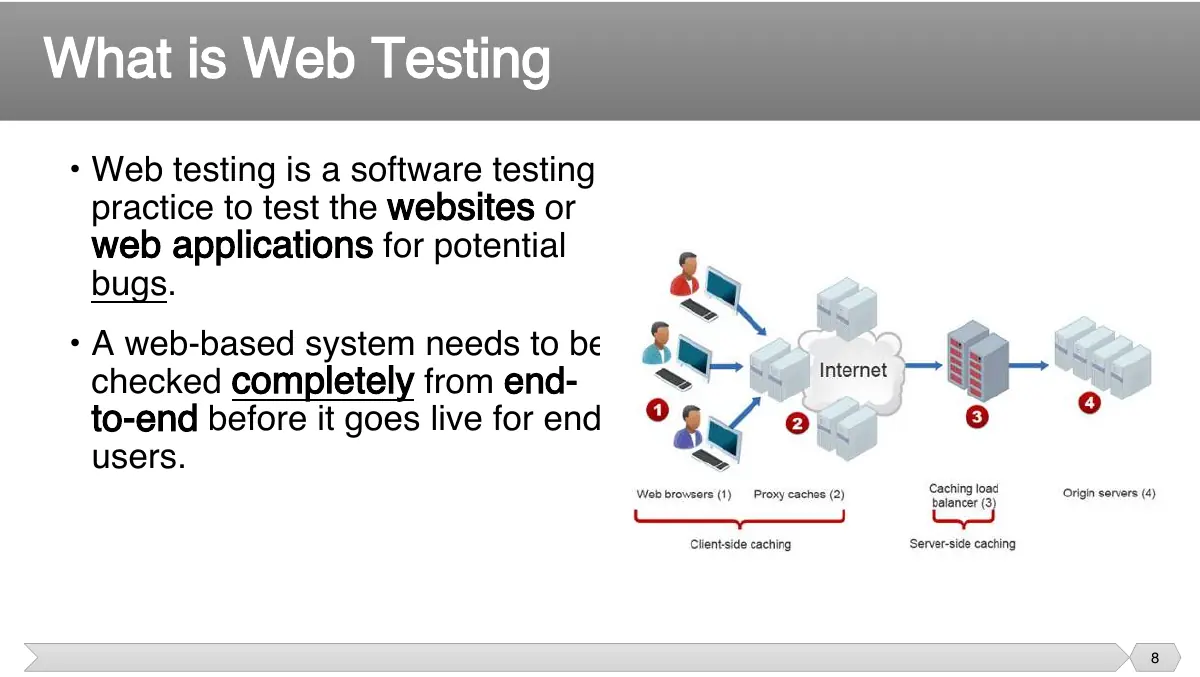 Slide 8: • Web testing is a software testing