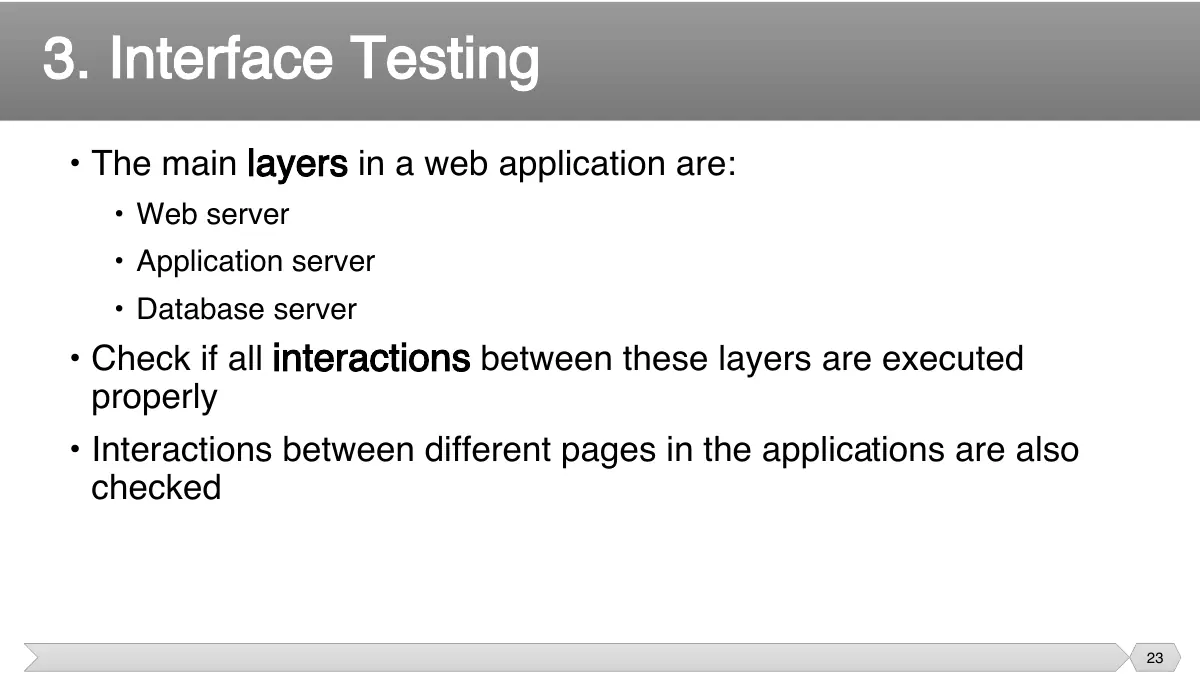 Slide 23: layers in a web application are: