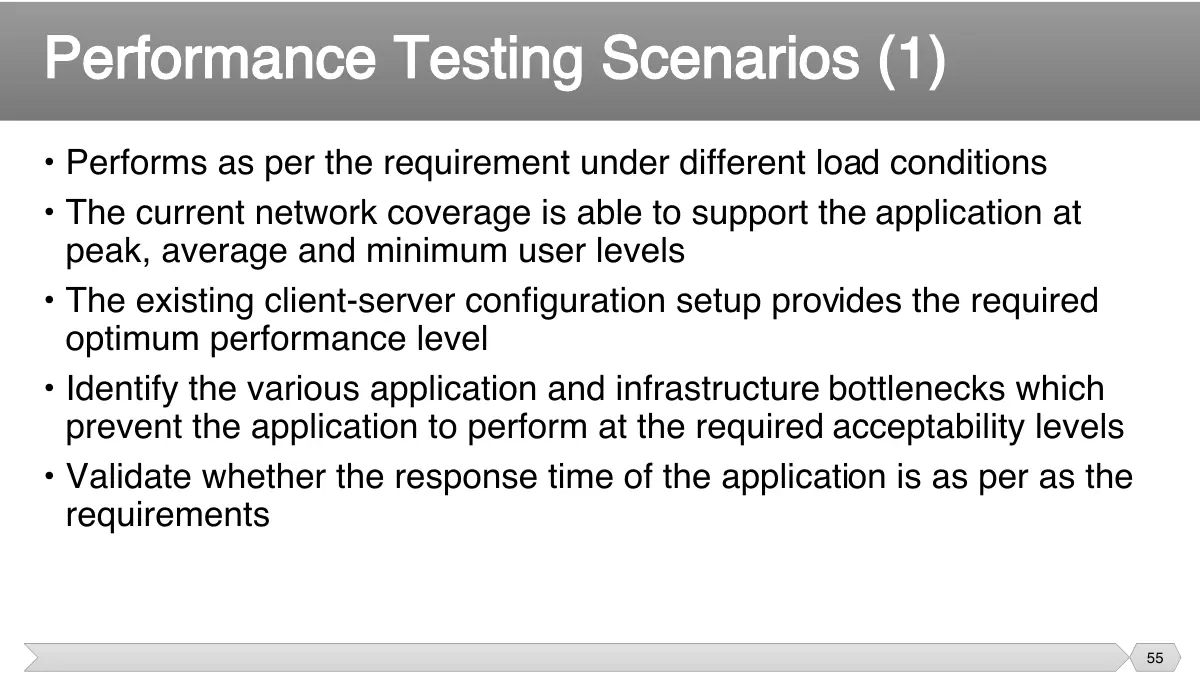 Slide 55: • Performs as per the requirement under different load conditions • The current network coverage is able to support the application at