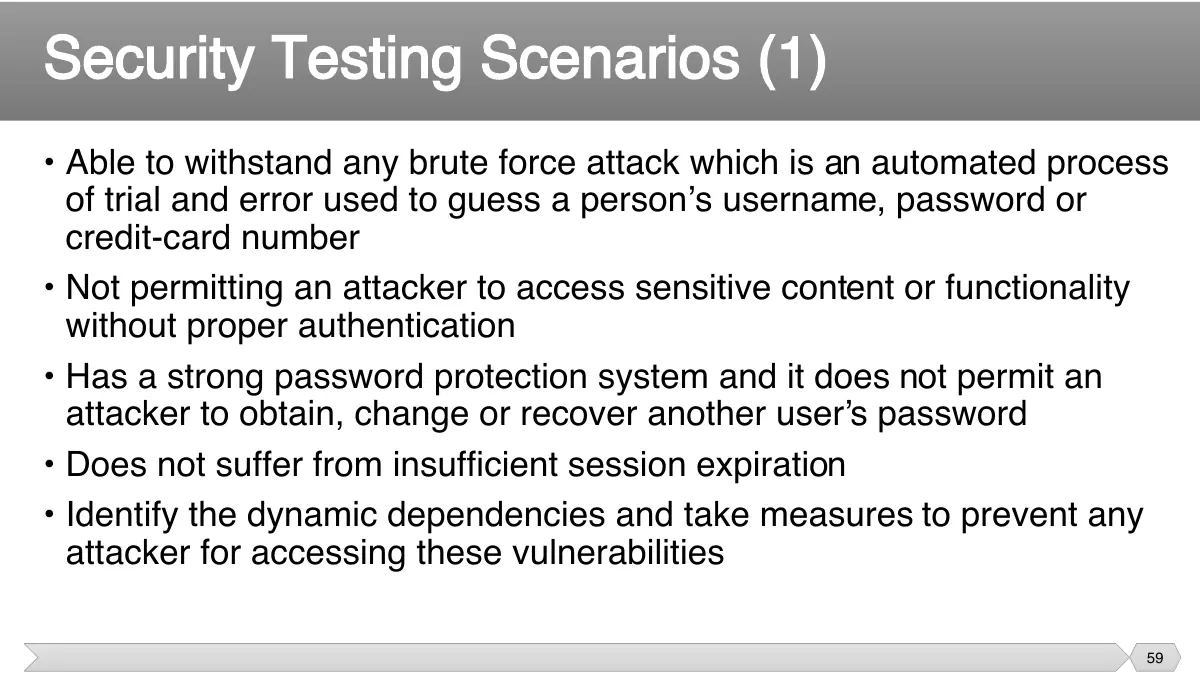 Slide 59: • Able to withstand any brute force attack which is an automated process of trial and error used to guess a person’s username, password or