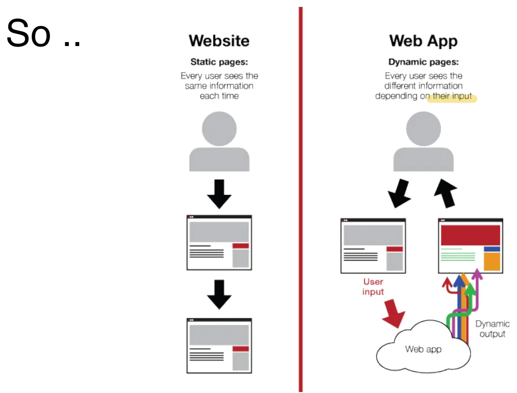 A website against a web application.