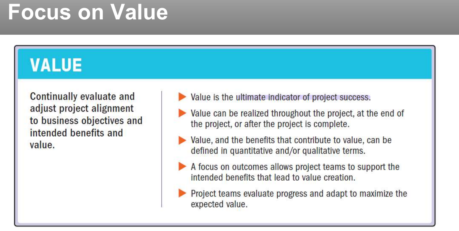 Principle: focus on value.
