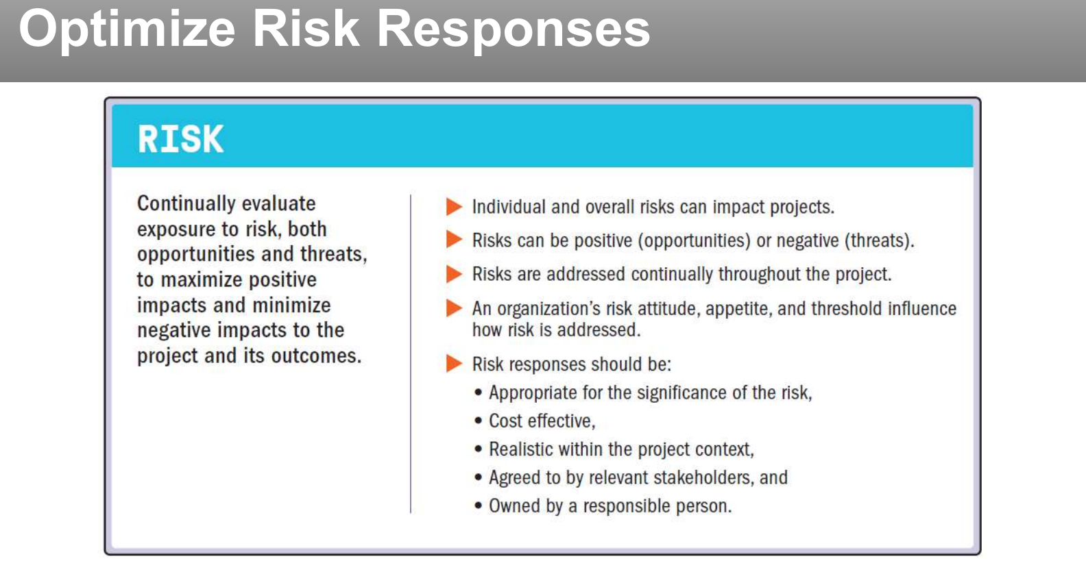 Principle: optimize risk responses.