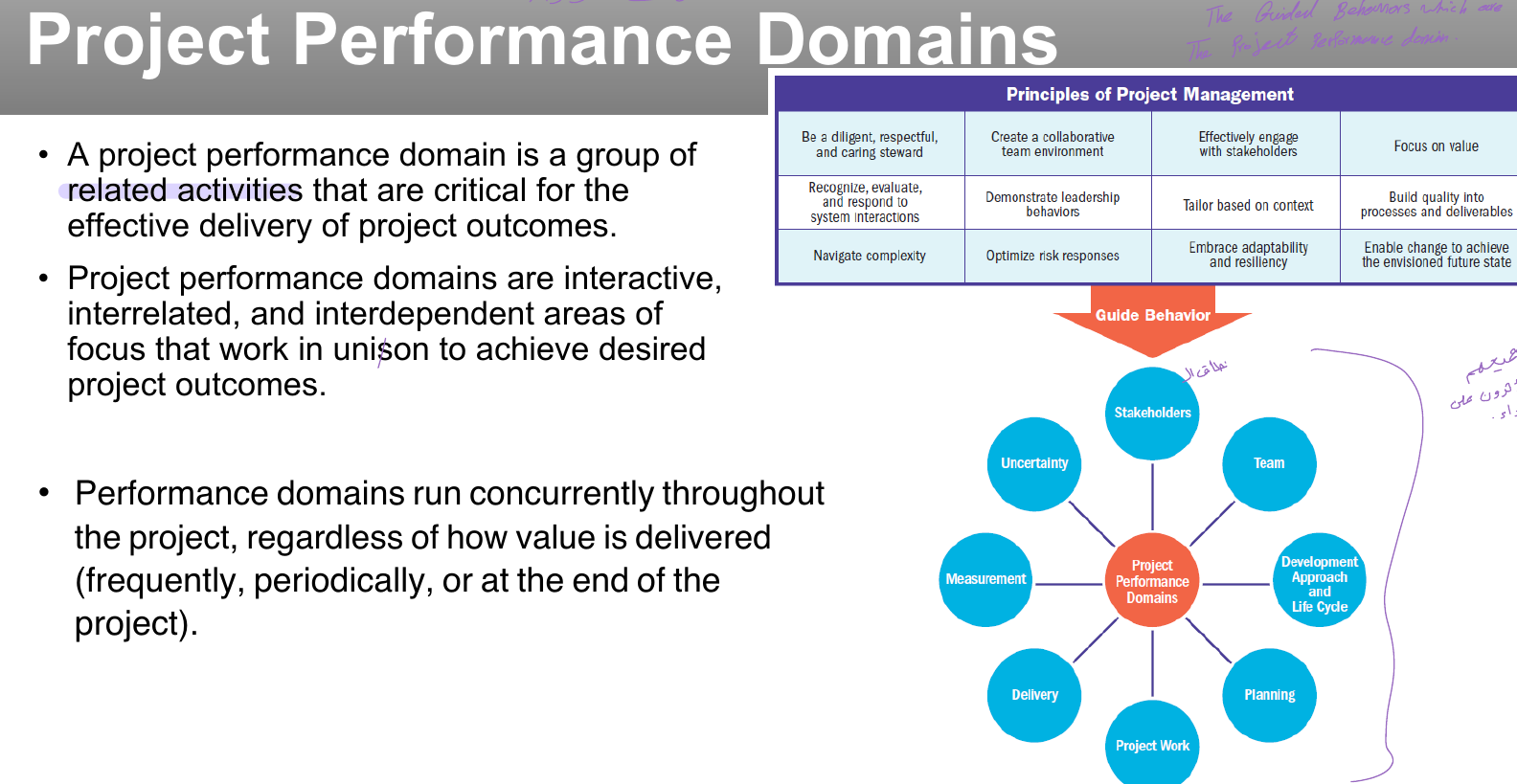 The eight performance domains as one interacting system.