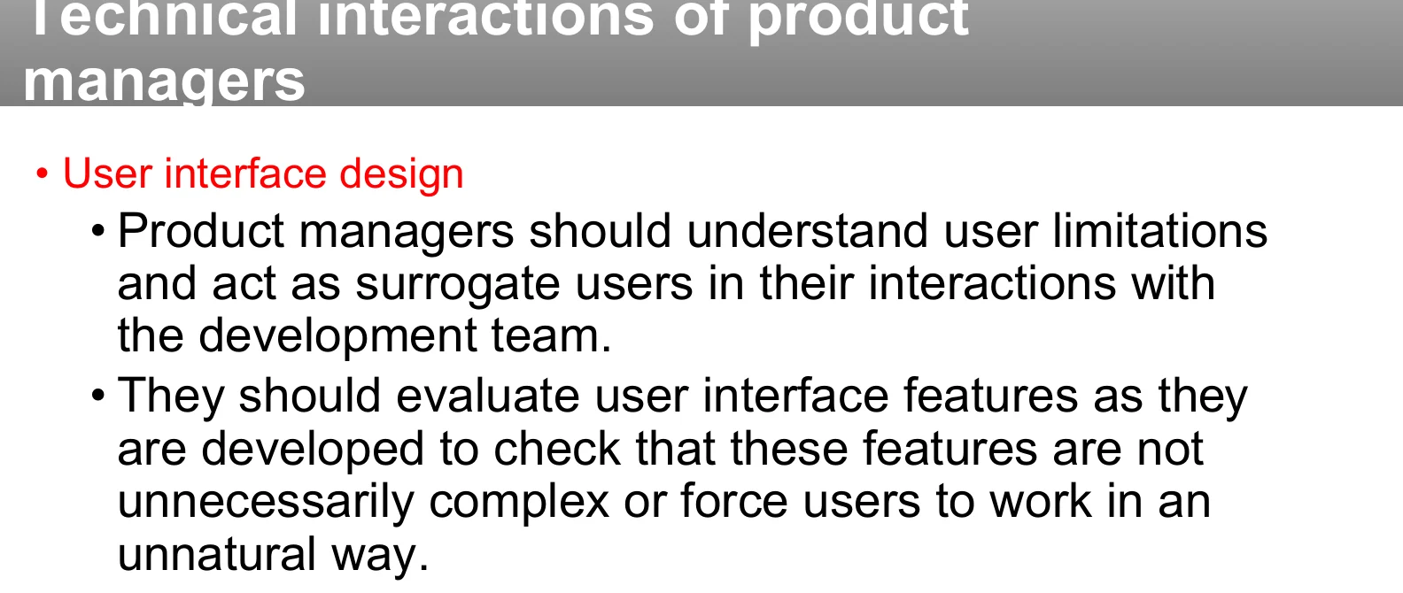 The concerns a product manager balances.