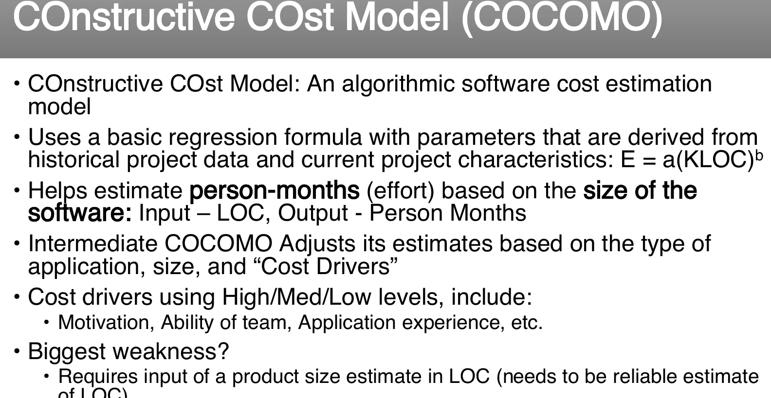 The COnstructive COst MOdel.