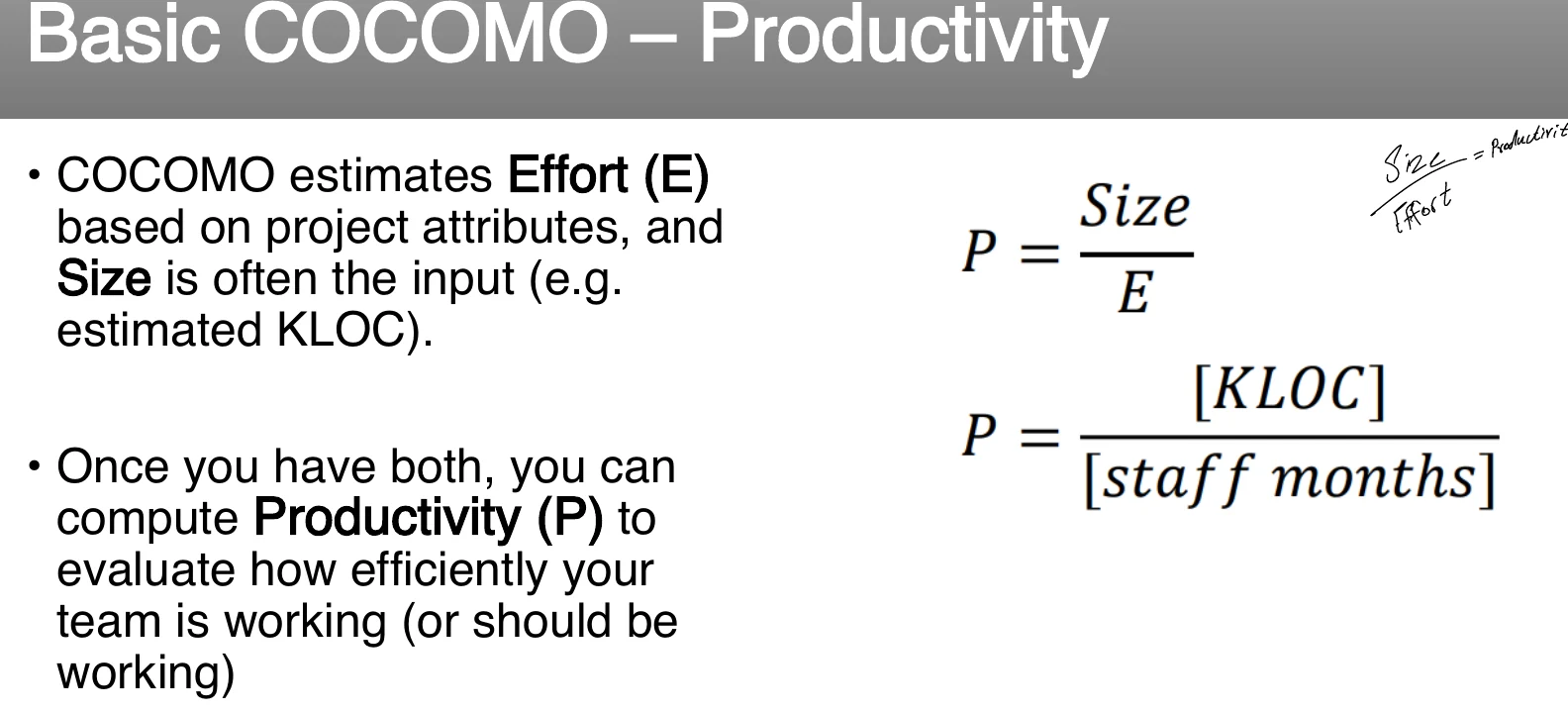 COCOMO productivity.