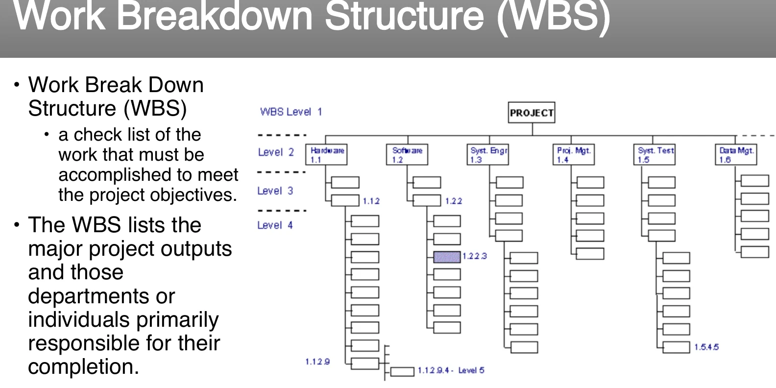 The work breakdown structure.