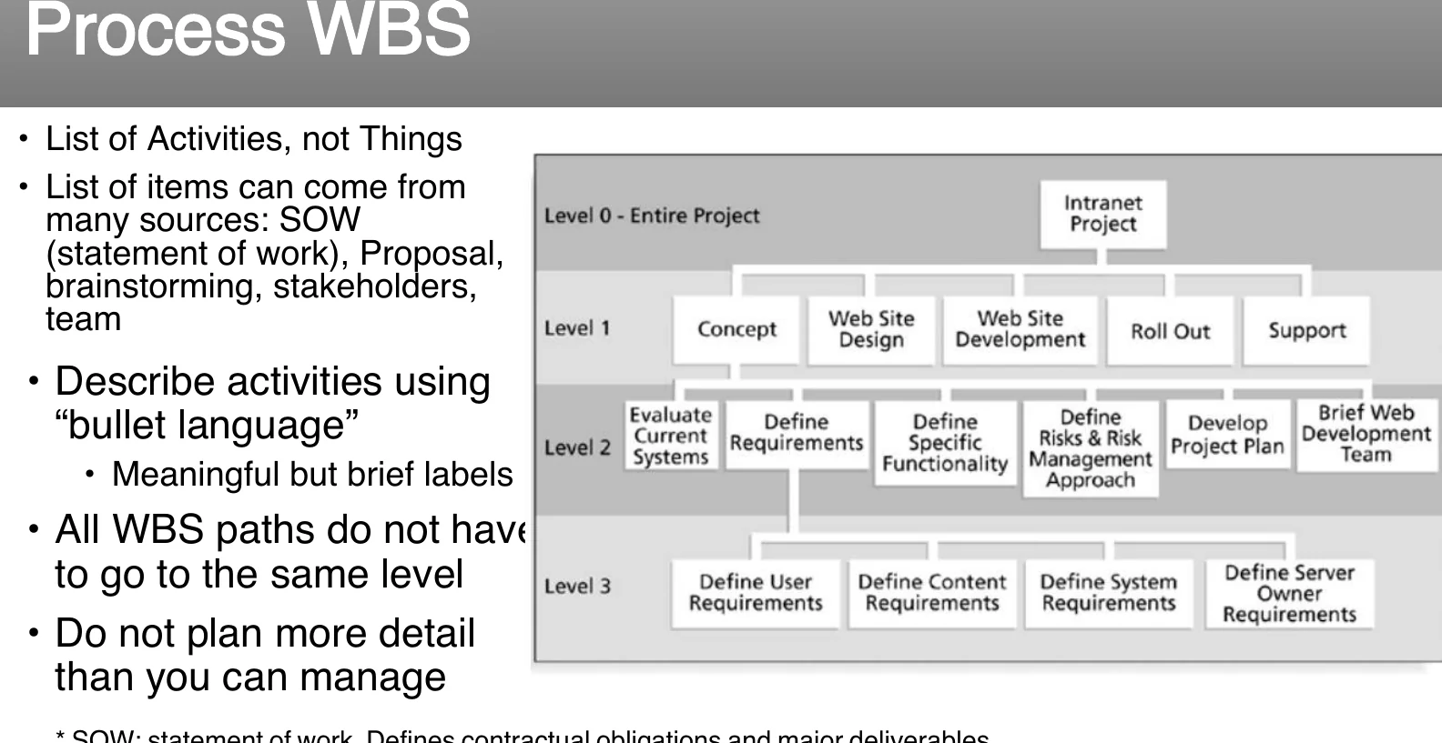 A process WBS.