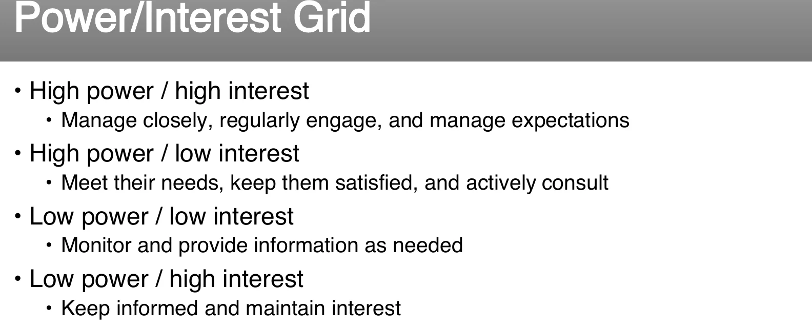 The power/interest grid.