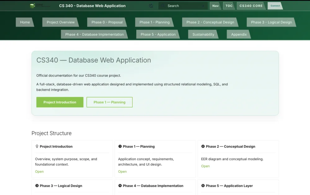 Full Stack Database Web Application preview